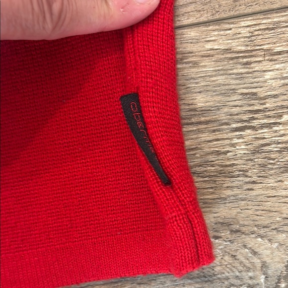 Obermeyer Men's Size Medium Red Black/Dark Navy and White Striped Sweater - Picture 11 of 14